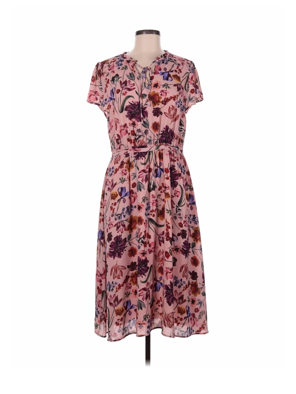 Jcrew Flora Tie-Waist Pink Midi Dress